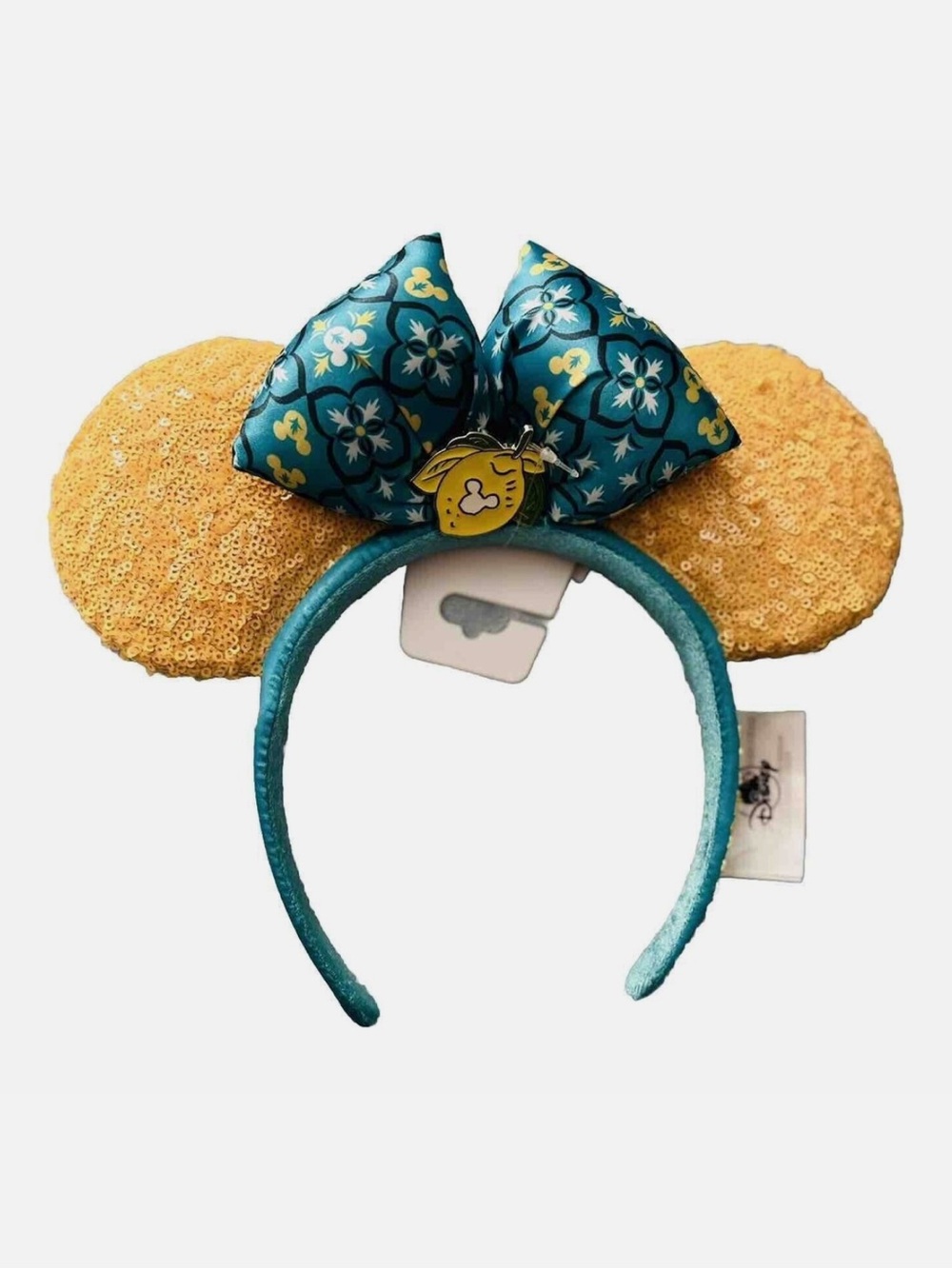 Disney Italian Limoncello Minnie Mouse Ears Headband Floral Blue Minnie Ears